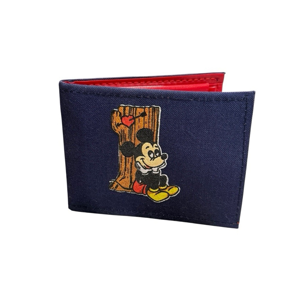 NEW Vintage Mickey Mouse Canvas Wallet Blue & Red - Mouse Power